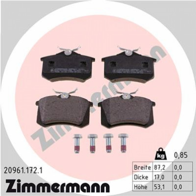 ZIMMERMANN 20961.172.1 Bremsbelagsatz, Scheibenbremse Hinterachse passt für VW main photo