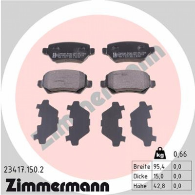 ZIMMERMANN 23417.150.2 Bremsbelagsatz, Scheibenbremse Hinterachse passt für main photo
