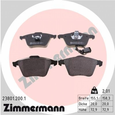 ZIMMERMANN 23801.200.1 Bremsbelagsatz, Scheibenbremse Vorderachse passt für VW main photo